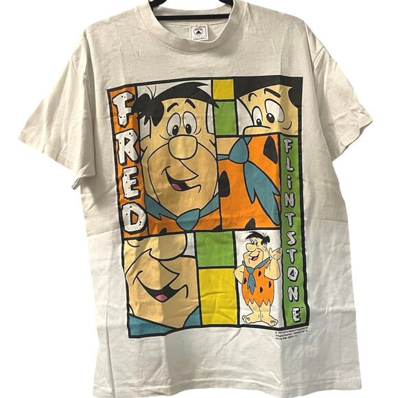 Vintage 90s Fred Flintstone 1994 Cartoon Single Stitch Shirt Adult Large - Picture 1 of 4
